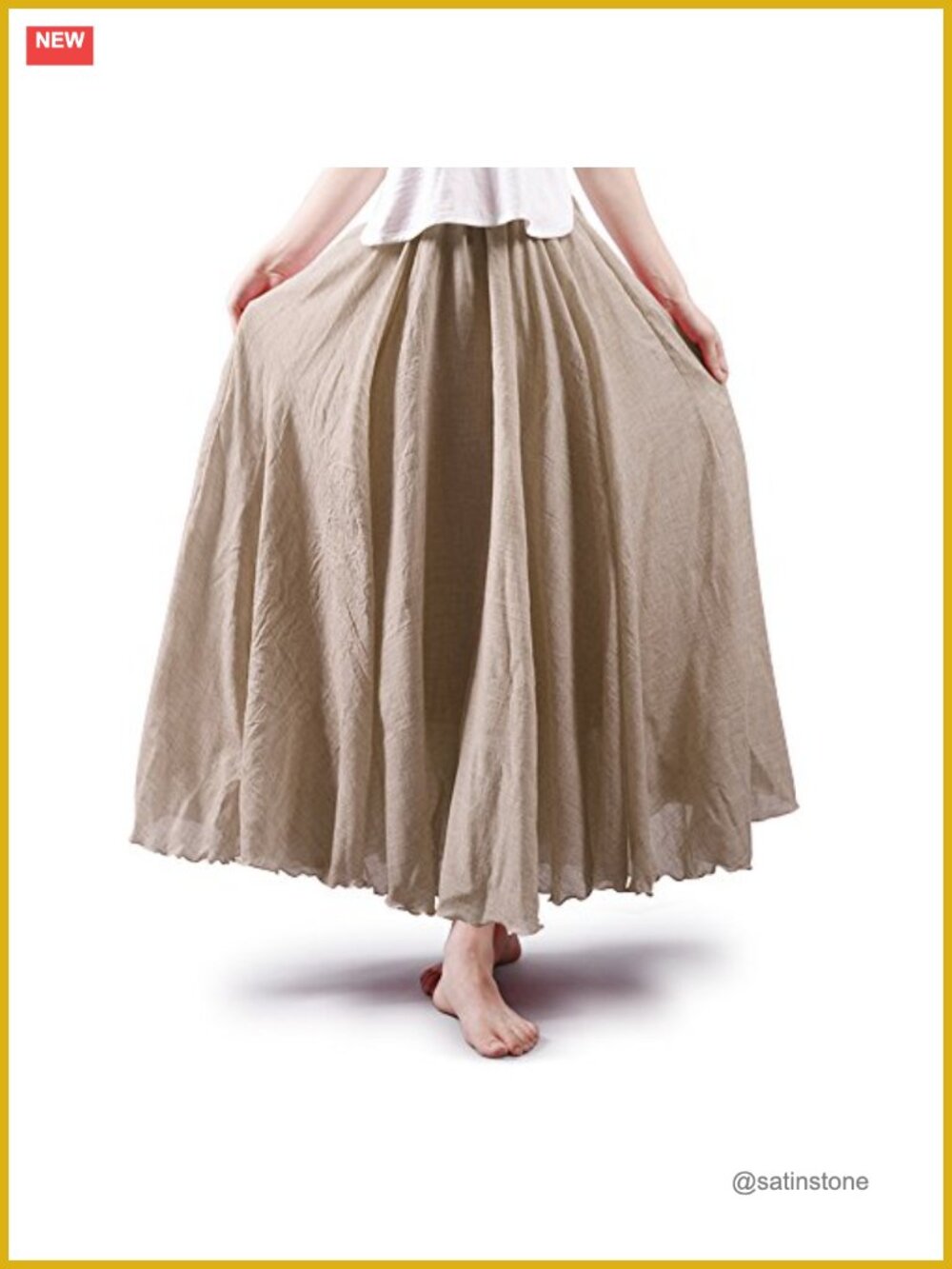 Women's Cotton Long Flowy Maxi Skirt A-Line Pull-On Renaissance